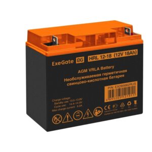 Аккумуляторная батарея ExeGate EX285662RUS HRL 12-18 (12V 18Ah, клеммы F3 (болт М5 с гайкой))