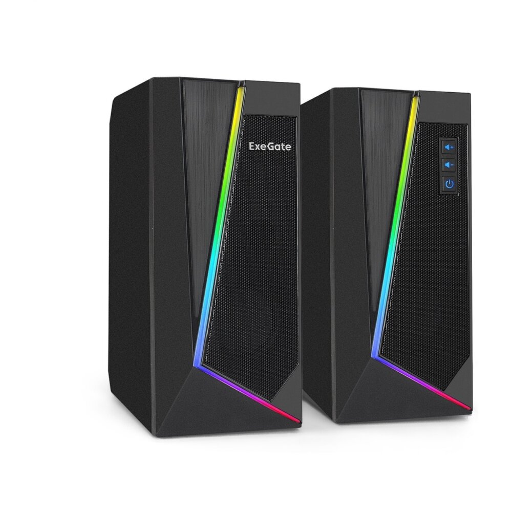 Акустическая система 2.0 ExeGate EX289688RUS Accord 240 (питание USB, 2х3Вт (6Вт RMS), 60-20000Гц, черный, RGb подсветка)