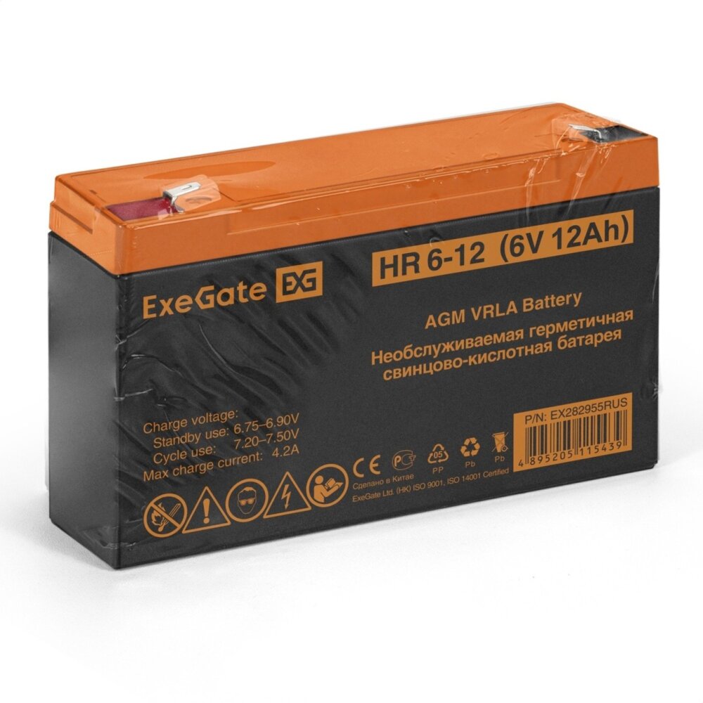Батарея для ИБП ExeGate HR 6-12 (6V 12Ah), клеммы F1