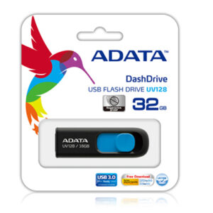 Флешка USB ADATA UV128 (AUV128-128G-RBE), 128Gb, USB 3.0, R/W 100/30, черный/синий