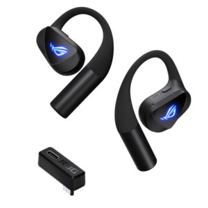 Гарнитура ASUS ROG Cetra Open Wireless Gaming Earbuds чёрный, беспроводная, радиоканал, до 16 ч, подсветка, совместимость с PS5