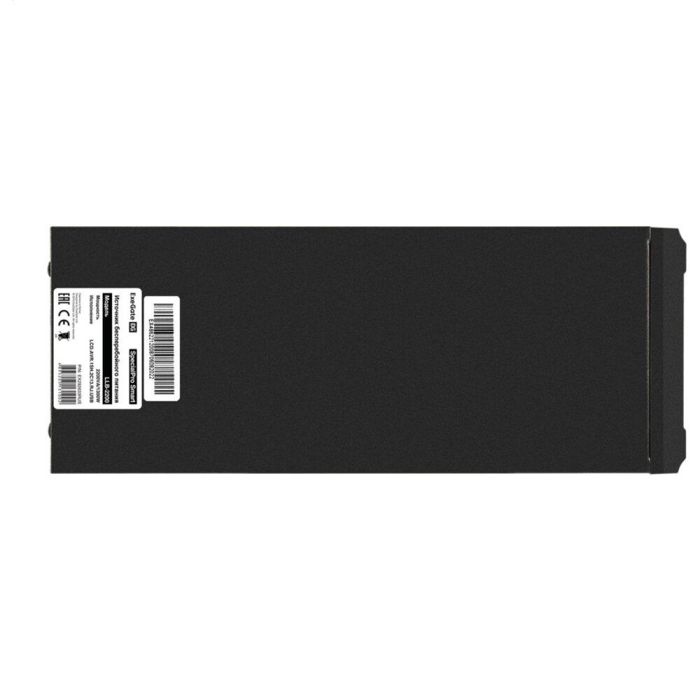 Источник бесперебойного питания ExeGate EX292633RUS SpecialPro Smart LLB-2200.LCD.AVR.1SH.2C13.RJ.USB 2200VA/1300W,LCD,AVR,1*Schuko+2*C13,RJ45/11,USB, металлический корпус, черный