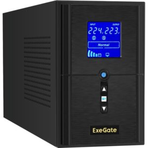 Источник бесперебойного питания ExeGate SineTower SZ-1000.LCD.AVR.2SH.1C13.USB / 1000 ВА / 800 Вт / 2 x CEE 7 (евророзетка), 1 x IEC 320 C13