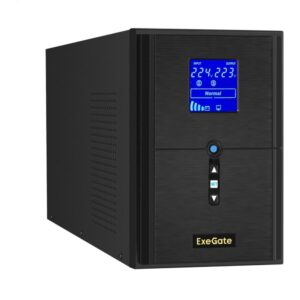 Источник бесперебойного питания ExeGate SineTower SZ-2000.LCD.AVR.3SH.1C13.USB / 2000 ВА / 1600 Вт / 3 x CEE 7 (евророзетка), 1 x IEC 320 C13