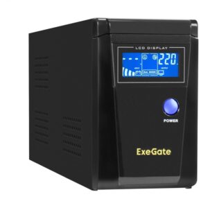 Источник бесперебойного питания (инвертор, синус, для котла) ExeGate SineTower SN-600.LCD.AVR.2SH 600VA/360W, чистая синусоида, LCD дисплей, AVR, 2*Schuko, линейно-интерактивный, черный