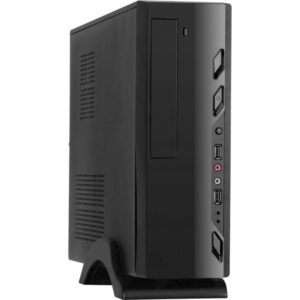 Компьютерный корпус MiniITX ExeGate EX268697RUS MI-208 Black, miniITX/mATX, без БП, 2хUSB, Audio