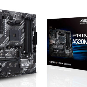 Материнская плата ASUS PRIME A520M-A II/CSM, AM4, AMD A520, 4xDDR4, 4xSATA, 1xM.2, 1xPCIe 3.0 x16, 2xPCIe x1, DisplayPort, HDMI, D-Sub, 1x 1Gb LAN, 6xUSB, 3x3.5 мм, 7.1, microATX