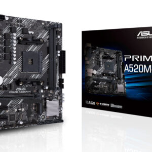 Материнская плата ASUS PRIME A520M-K, AM4, AMD A520, 2xDDR4, 4xSATA, 1xM.2, 1xPCIe 3.0 x16, HDMI, D-Sub, 1x1Gb LAN, 3x3.5 мм, 7.1, microATX