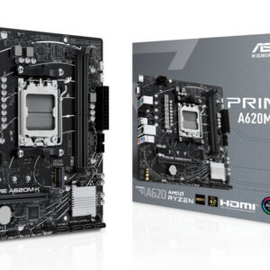 Материнская плата ASUS PRIME A620M-K, AM5, AMD A620, 2xDDR5, 4xSATA, 1xM.2, 1xPCIe 4.0 x16, 1xPCIe x1, HDMI, D-Sub, 1x 1Gb LAN, 6xUSB, 3x3.5 мм, 7.1, microATX