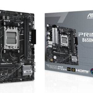 Материнская плата ASUS PRIME B650M-R, AM5, AMD B650, 2xDDR5, 4xSATA, 2xM.2, 1xPCIe 4.0 x16, 1xPCIe x1, HDMI, 1x2.5Gb LAN, 6xUSB, 3x3.5 мм, 7.1, microATX