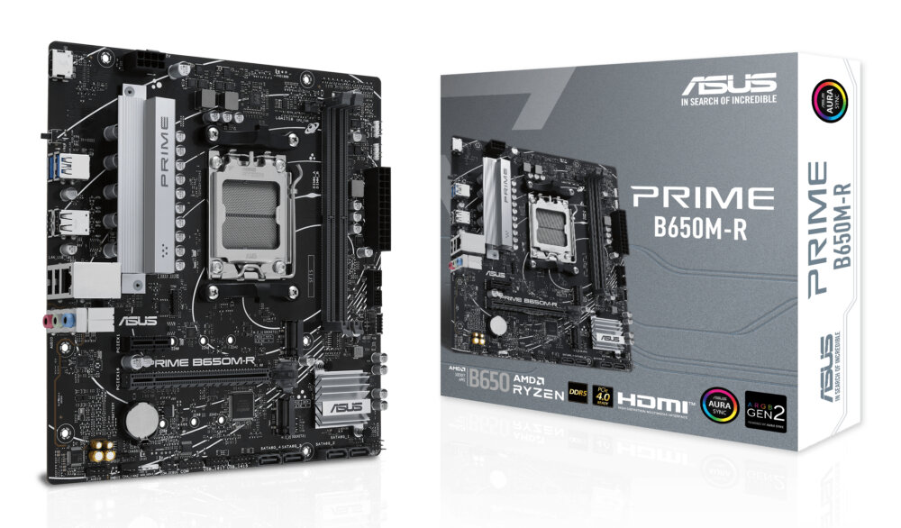 Материнская плата ASUS PRIME B650M-R, AM5, AMD B650, 2xDDR5, 4xSATA, 2xM.2, 1xPCIe 4.0 x16, 1xPCIe x1, HDMI, 1x2.5Gb LAN, 6xUSB, 3x3.5 мм, 7.1, microATX