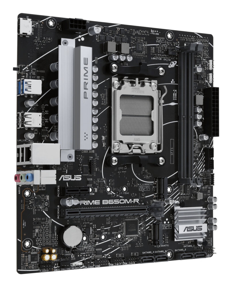Материнская плата ASUS PRIME B650M-R, AM5, AMD B650, 2xDDR5, 4xSATA, 2xM.2, 1xPCIe 4.0 x16, 1xPCIe x1, HDMI, 1x2.5Gb LAN, 6xUSB, 3x3.5 мм, 7.1, microATX
