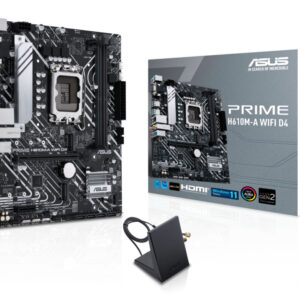 Материнская плата ASUS PRIME H610M-A WIFI D4, LGA 1700, Intel H610, 2xDDR4, 4xSATA, 2xM.2, 1xPCI-E 4.0 x16, 1xHDMI, 1xDisplayPort, 1x 1Gb LAN, 2xUSB-A 3.2 Gen 2, 4xUSB-A 2.0, 3x3.5 мм, 7.1, Micro-ATX