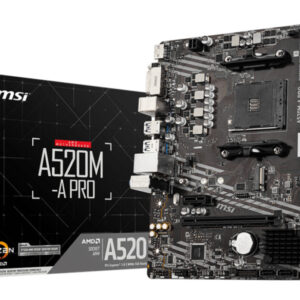 Материнская плата MSI A520M-A PRO, AM4, AMD A520, 2xDDR4, 4xSATA, 1xM.2, 1xPCIe 3.0 x16, DVI-D, HDMI, 1x1Gb LAN, 3x3.5 мм, 7.1, microATX