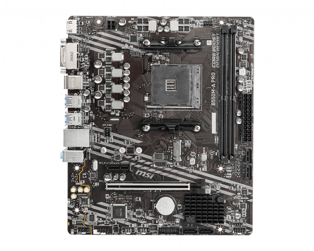 Материнская плата MSI B550M-A PRO, AM4, AMD B550, 2xDDR4, 4xSATA, 1xM.2, 1xPCIe 4.0 x16, DVI-D, HDMI, 1x1Gb LAN, 3x3.5 мм, 7.1, microATX