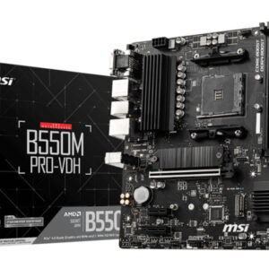 Материнская плата MSI B550M PRO-VDH, AM4, AMD B550, 4xDDR4, 4xSATA, 2xM.2, 1xPCIe 4.0 x16, DisplayPort, HDMI, D-Sub, 1x1Gb LAN, 3x3.5 мм, 7.1, microATX