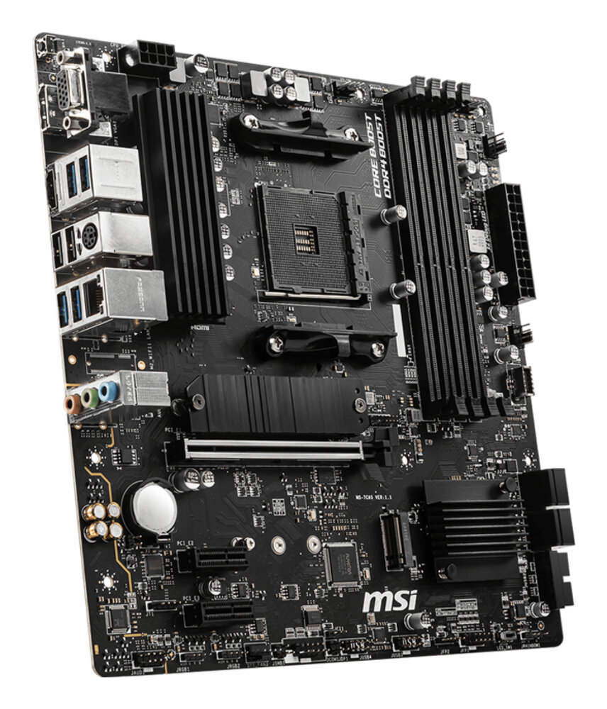 Материнская плата MSI B550M PRO-VDH, AM4, AMD B550, 4xDDR4, 4xSATA, 2xM.2, 1xPCIe 4.0 x16, DisplayPort, HDMI, D-Sub, 1x1Gb LAN, 3x3.5 мм, 7.1, microATX