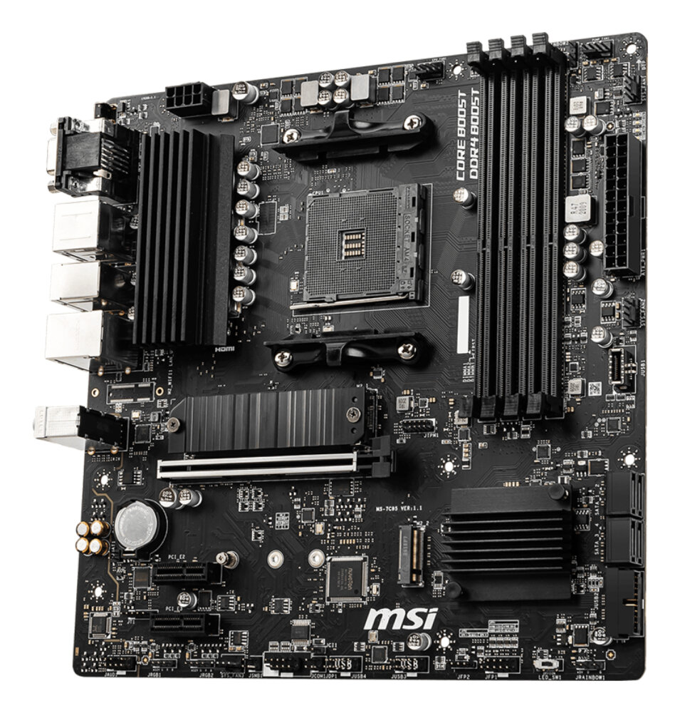 Материнская плата MSI B550M PRO-VDH, AM4, AMD B550, 4xDDR4, 4xSATA, 2xM.2, 1xPCIe 4.0 x16, DisplayPort, HDMI, D-Sub, 1x1Gb LAN, 3x3.5 мм, 7.1, microATX