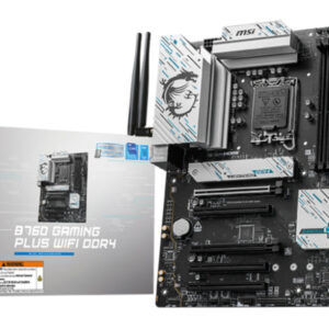 Материнская плата MSI B760 GAMING PLUS WIFI DDR4, LGA1700, Intel B760, 4xDDR4, 4xSATA, 2xM.2, 2xPCIe x16, DisplayPort, HDMI, 1x2.5Gb LAN, USB Type-C, 5x3.5 мм, 7.1, ATX