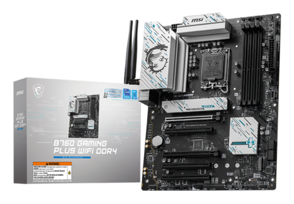 Материнская плата MSI B760 GAMING PLUS WIFI DDR4, LGA1700, Intel B760, 4xDDR4, 4xSATA, 2xM.2, 2xPCIe x16, DisplayPort, HDMI, 1x2.5Gb LAN, USB Type-C, 5x3.5 мм, 7.1, ATX