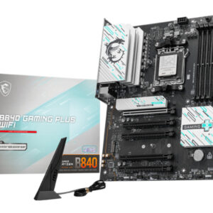 Материнская плата MSI B840 GAMING PLUS WIFI, AM5, AMD B840, 4xDDR5, 4xSATA, 2xM.2, 1xPCIe 4.0 x16, HDMI, 1x2.5Gb LAN, USB Type-C, 3x3.5 мм, 7.1, ATX