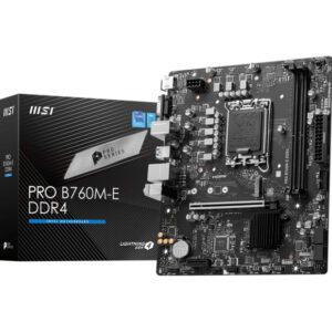 Материнская плата MSI PRO B760M-E DDR4, LGA1700, Intel B760, 2xDDR4, 4xSATA, 1xM.2, 1xPCIe 4.0 x16, HDMI, D-Sub, 1x1Gb LAN, 3x3.5 мм, 7.1, microATX