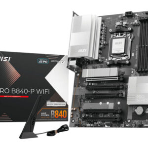 Материнская плата MSI PRO B840-P WIFI, AM5, AMD B840, 4xDDR5, 4xSATA, 2xM.2, 1xPCIe 4.0 x16, HDMI, 1x2.5Gb LAN, USB Type-C, 3x3.5 мм, 7.1, ATX
