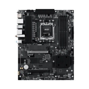 Материнская плата MSI PRO B850-S EVO WIFI, AM5, AMD B850, 4xDDR5 (до 256 ГБ), 4xSATA, 3xM.2 (1xPCIe 5.0, 2xPCIe 4.0), 1xPCIe 5.0 x16, 1xPCIe 4.0 x16, 1xHDMI, 1xDP, 1x5Gb LAN, Wi-Fi 7, Bluetooth 5.4, 1xUSB-C 10Gbps, 2xUSB-A 10Gbps, 2xUSB-A 5Gbps, 4xUSB-A 2.0, 3x3.5 мм, 7.1, чёрный, ATX