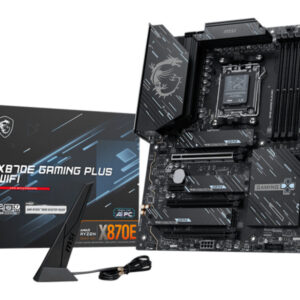 Материнская плата MSI X870E GAMING PLUS WIFI, AM5, AMD X870E, 4xDDR5, 4xSATA, 3xM.2, 1xPCIe 5.0 x16, HDMI, USB Type-C, 1x5Gb LAN, Wi-Fi 7, Bluetooth, 3x3.5 мм, 7.1, ATX