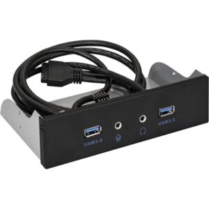 Планка USB на переднюю панель ExeGate EX289291RUS U5H-627, 5,25", 2*USB3.0+2*HD Audio, черная, металл, подсоед. к MB