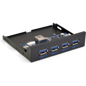 Планка USB на переднюю панель ExeGate U3H-625, 3,5", 4*USB3.0, черная, металл, подсоединение к мат. плате