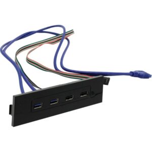 Планка USB на переднюю панель ExeGate U5H-614, 5.25", 2хUSB+2хUSB 3.0, черная, подсоед-е к мат.плате