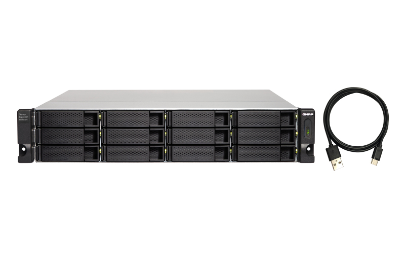 Полка расширения сетевого хранилища без дисков SMB QNAP TL-R1200C-RP USB 3.2 Gen 2 Type-C JBOD storage enclosure, 12-tray 3,5"/2,5" w/o HDD, 2xPSU. Rackmount. W/o rail kit RAIL-B02