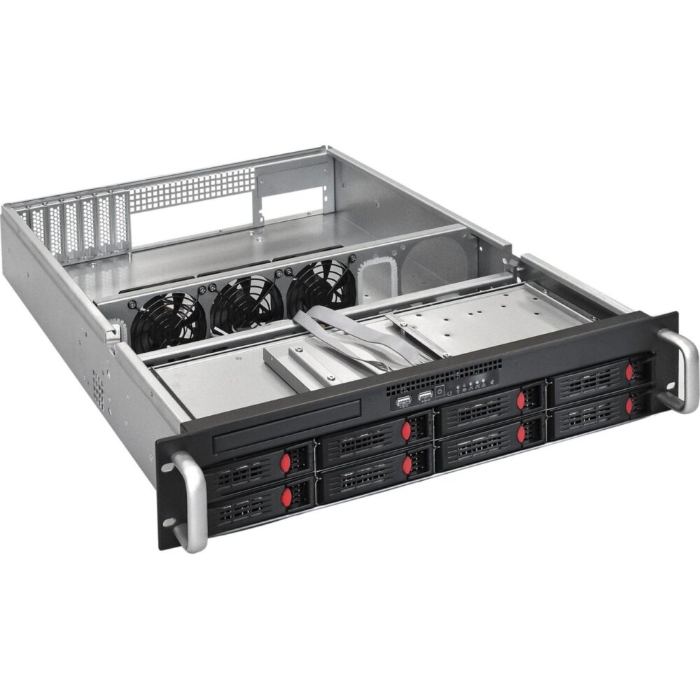 Серверный корпус ExeGate Pro 2U550-HS08 RM 19", высота 2U, глубина 550, без БП, 8xHotSwap, USB