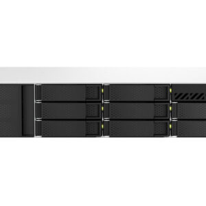 Сетевое хранилище SMB QNAP TS-873AeU-RP-4G NAS 8 HDD trays, 2x 2.5 GbE. 64-bit 4-core AMD V1500B 2,2 GHz, 4 Gb. RAM (1*4 Gb) up to 32Gb (2*16 Gb), 2 x M2 2280 (PCIe Gen3 x 1), 2xPSU W/o rail kit RAIL-B02