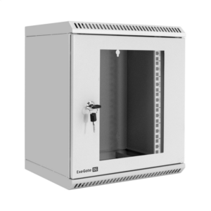 Шкаф телекоммуникационный 10" настенный 9U ExeGate EC-WM-9U.280.G.GREY (10”, 9U, 350x280x420mm (ШхГхВ), передняя дверь закаленное стекло, пыле- и влагозащита IP23, светло-серый RAL 7035)