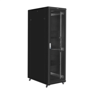 Шкаф телекоммуникационный 19" напольный 42U ExeGate EC-FS-42U.600.1000.V.V.BLACK (19”, 42U, 600x1000x2054mm (ШхГхВ), передняя и задняя двери перфорированные, съемные боковые панели, пыле- и влагозащита IP20, встроенный вентиляционный модуль, 1 полка в комплекте, черный RAL 9004, 3 коробки)
