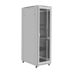 Шкаф телекоммуникационный 19" напольный 42U ExeGate EC-FS-42U.600.1000.V.V.GREY (19”, 42U, 600x1000x2054mm (ШхГхВ), передняя и задняя двери перфорированные, съемные боковые панели, пыле- и влагозащита IP20, встроенный вентиляционный модуль, 1 полка в комплекте, светло-серый RAL 7035, 3 коробки)