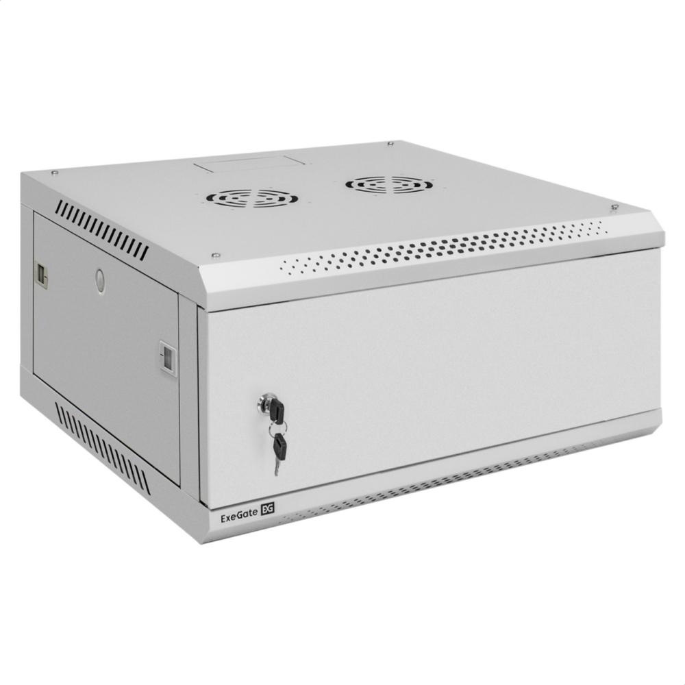 Шкаф телекоммуникационный 19" настенный 4U ExeGate EC-WM-4U.600.M.GREY (19”, 4U, 600x600x280mm (ШхГхВ), передняя дверь металл, съемные боковые панели, пыле- и влагозащита IP23, светло-серый RAL 7035)