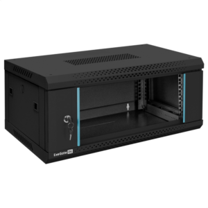 Шкаф телекоммуникационный 19" настенный 4U ExeGate EC-WM-4U.450.G.BLACK (19”, 4U, 600x450x280mm (ШхГхВ), передняя дверь закаленное стекло, съемные боковые панели, пыле- и влагозащита IP23, черный RAL 9004)