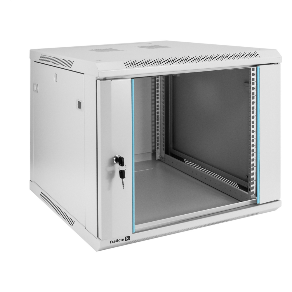 Шкаф телекоммуникационный 19" настенный 9U ExeGate EC-WM-9U.600.G.GREY (19", 9U, 600x600x500мм (ШхГхВ), передняя дверь закаленное стекло, съемные боковые панели, пыле- и влагозащита IP23, светло-серый RAL 7035)