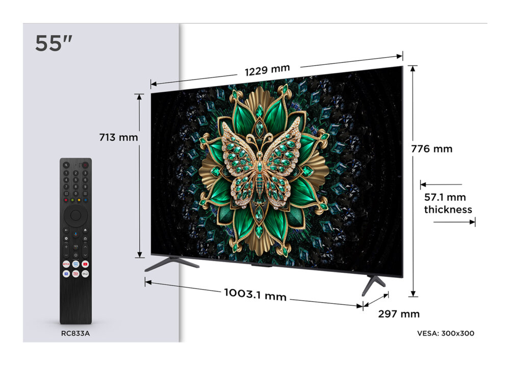 Телевизор TCL 55" 55C6K QD-Mini LED 4K UHD 144Hz Google TV