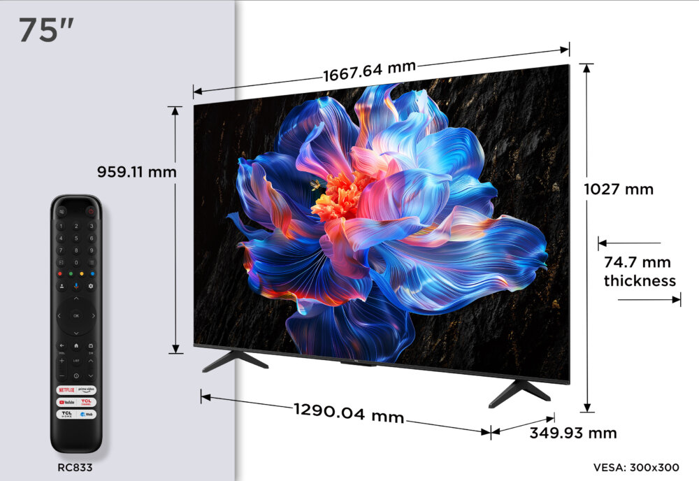 Телевизор TCL 75" 75P6K черный LCD DLED 4K UHD 60Hz Google TV