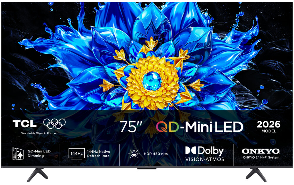 Телевизор TCL 75" 75P8L черный QLED UHD 144Hz Smart TV Google TV 3GB/32GB