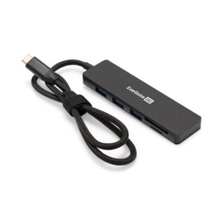 USB-концентратор 4-в-1 ExeGate DUB-2213C/CR (кабель-адаптер USB Type-C --> 2xUSB2.0+ 1xUSB3.0+Card Reader, Plug&Play, черный)