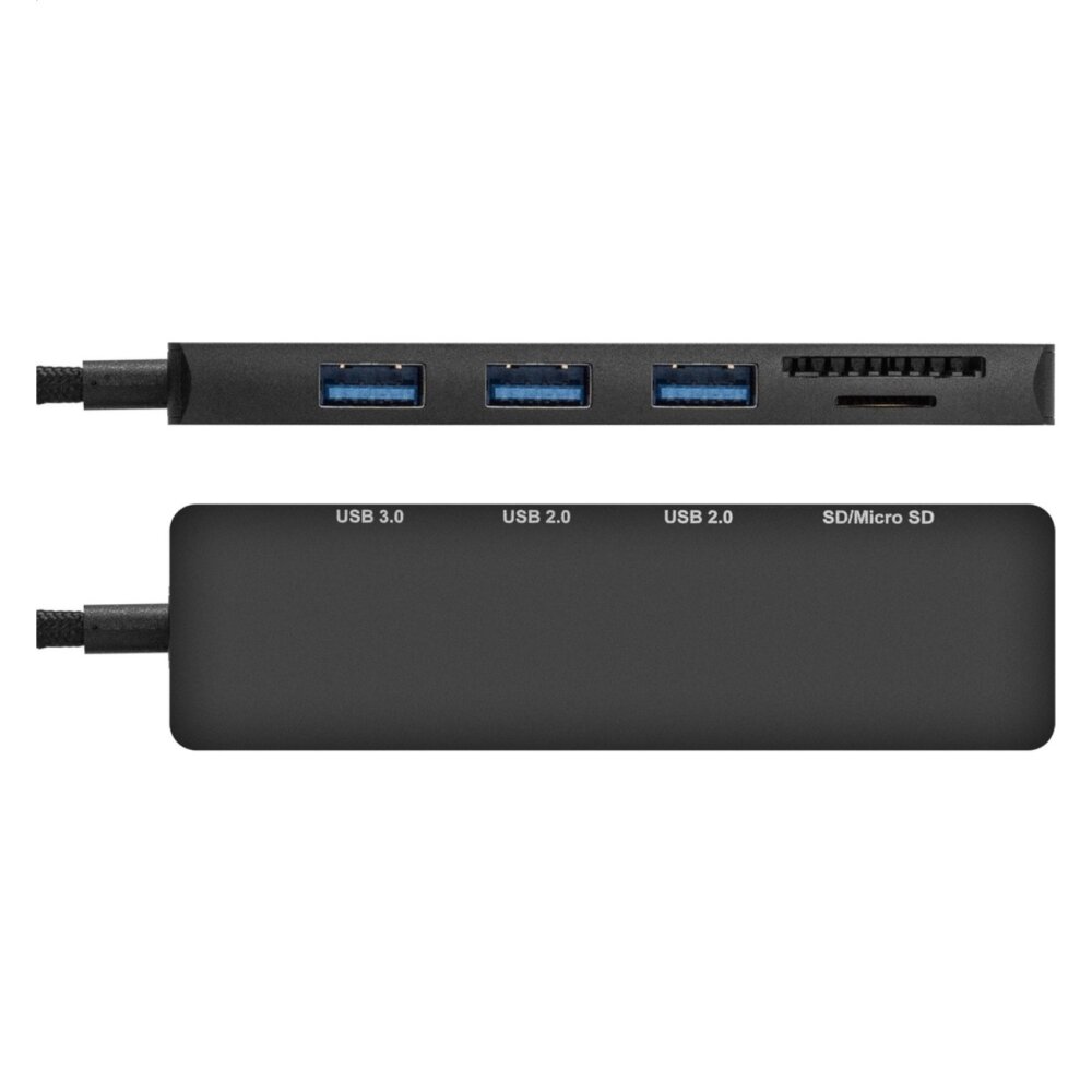 USB-концентратор 4-в-1 ExeGate DUB-2213C/CR (кабель-адаптер USB Type-C --> 2xUSB2.0+ 1xUSB3.0+Card Reader, Plug&Play, черный)