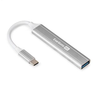 USB-концентратор 4-в-1 ExeGate DUB-3213C (кабель-адаптер USB3.0 Type-C --> 3xUSB2.0, 1xUSB3.0, Plug&Play, серебристый)