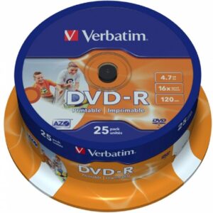 Verbatim  Диск DVD-R  4,7Gb 16x Cake Box Printable (25шт) (43538)