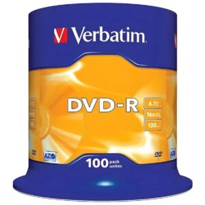 Verbatim  Диски DVD-R  4.7Gb 16-х, 100 шт, Cake Box (43549)