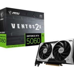Видеокарта MSI GeForce RTX 5060 VENTUS 2X OC V1, 8 GB GDDR7, 128 bit, 3xDisplayPort, HDMI, GPU 2280 MHz